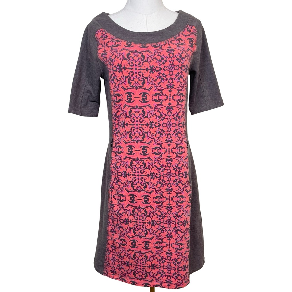Title Nine Stretch Jersey Athletic Dress Women S Gray‎ Pink Damask Print Pockets